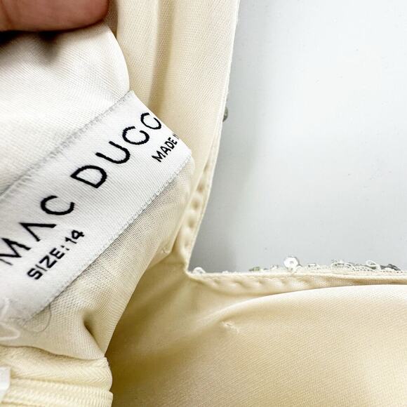 Mac Duggal 5394 Evening Prom Dress Sleeveless Nude/Silver Size 14 NWT - Picture 11 of 14